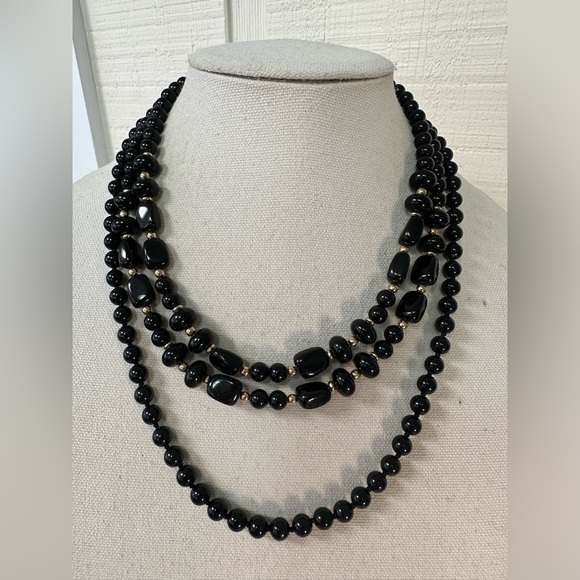 Vintage black bead necklaces - Picture 1 of 6